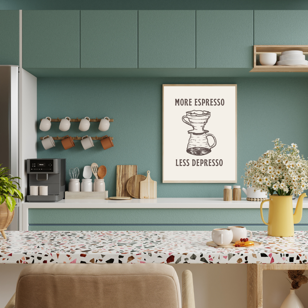 More Espresso, Less Depresso Art Print