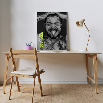 Post Malone B&W Dopamine Art Print