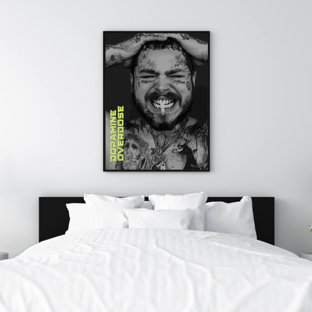 Post Malone B&W Dopamine Art Print