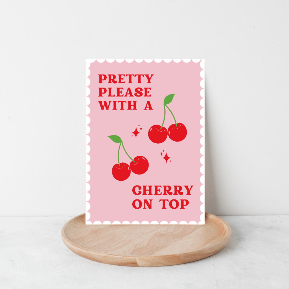 Pretty Please Art Print by dropcreative – Sweet & Playful Wall Decor 🍒