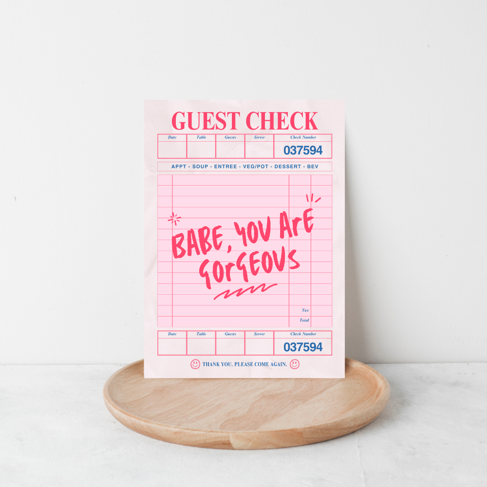 Babe Guest Check Art Print