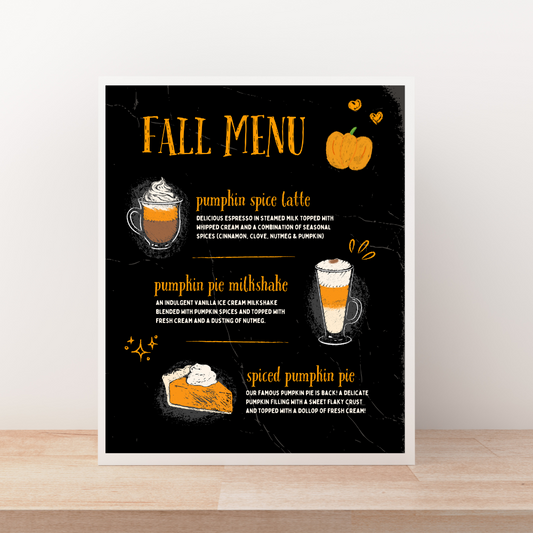 Fall Coffee Menu Art Print
