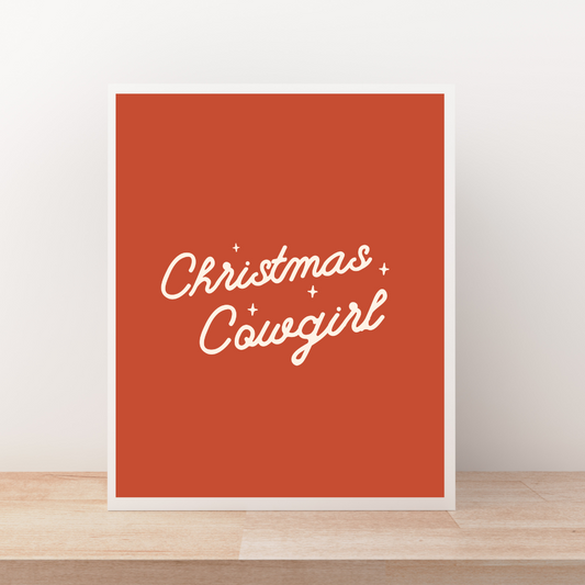 Christmas Cowgirl Art Print