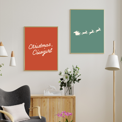Christmas Cowgirl Art Print