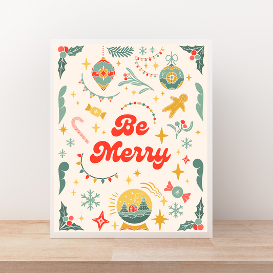 Be Merry Vintage Art Print