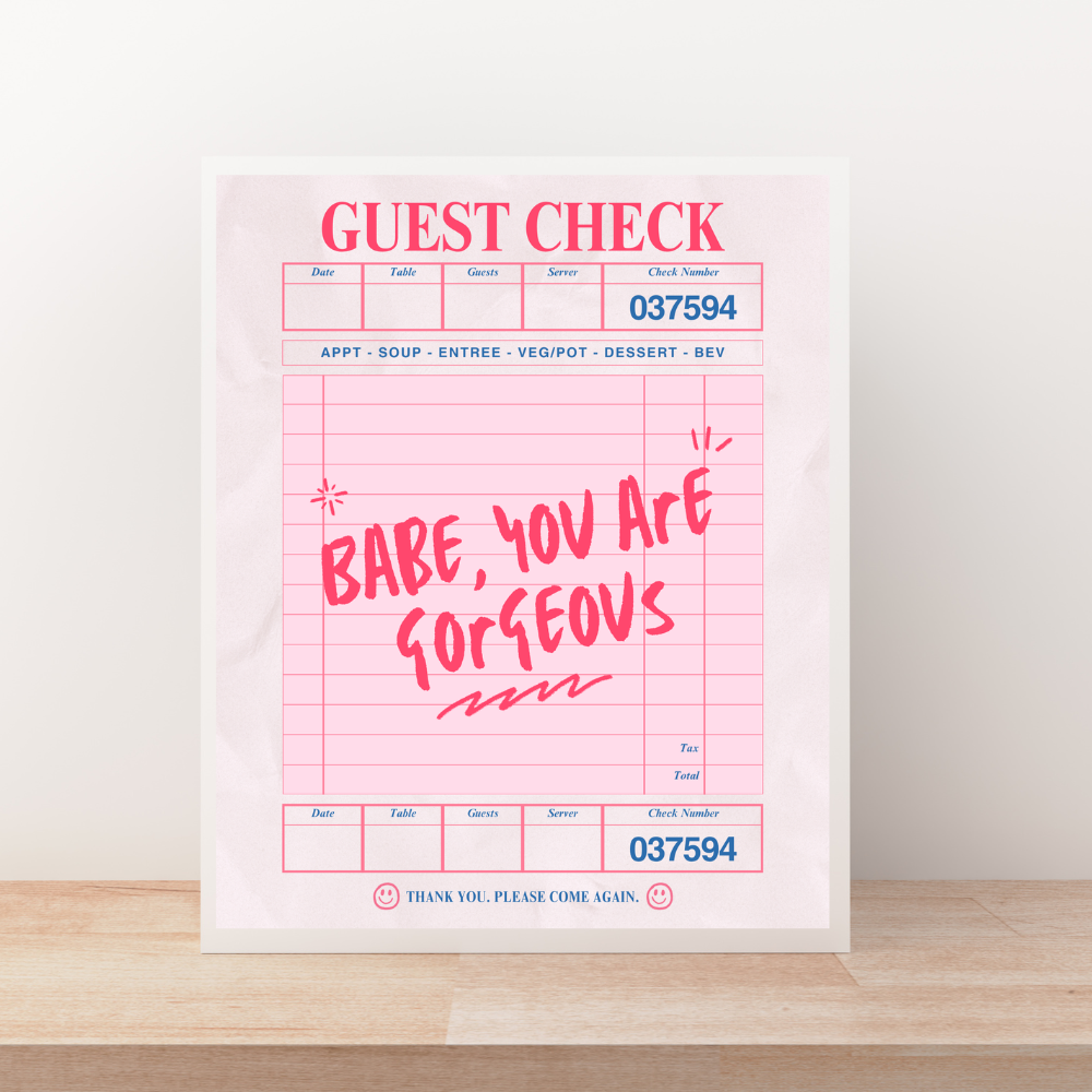 Babe Guest Check Art Print