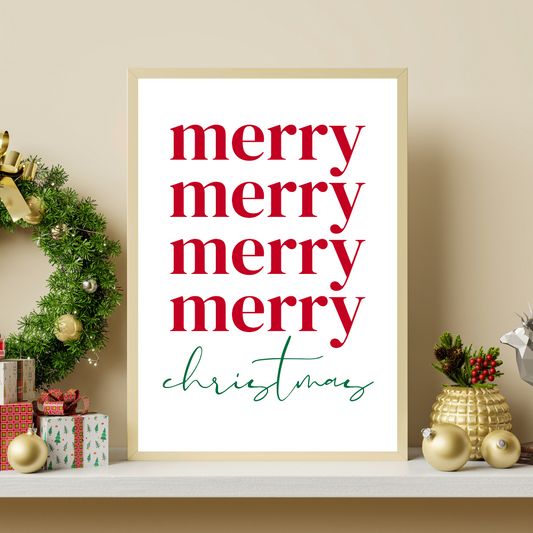 Merry x4 Christmas Art Print