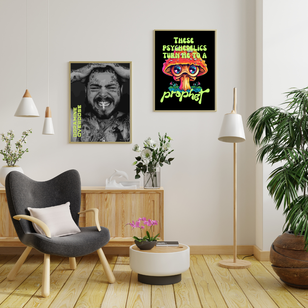 Post Malone B&W Dopamine Art Print