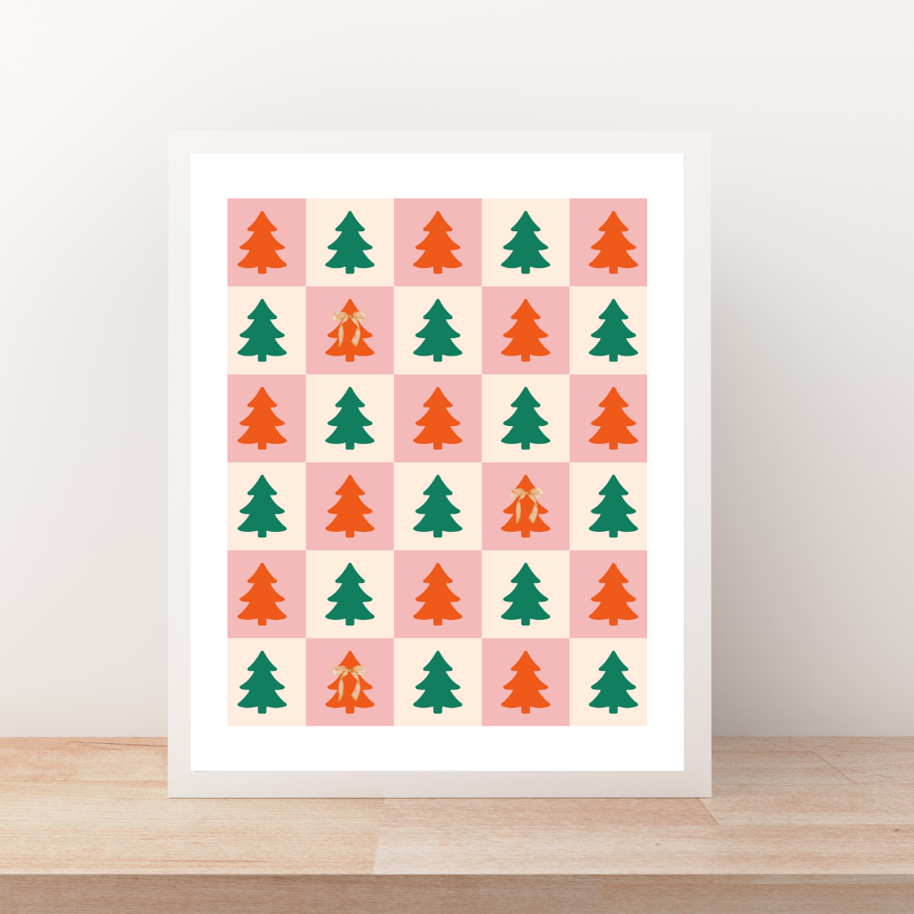 Retro Tree Pattern Art Print